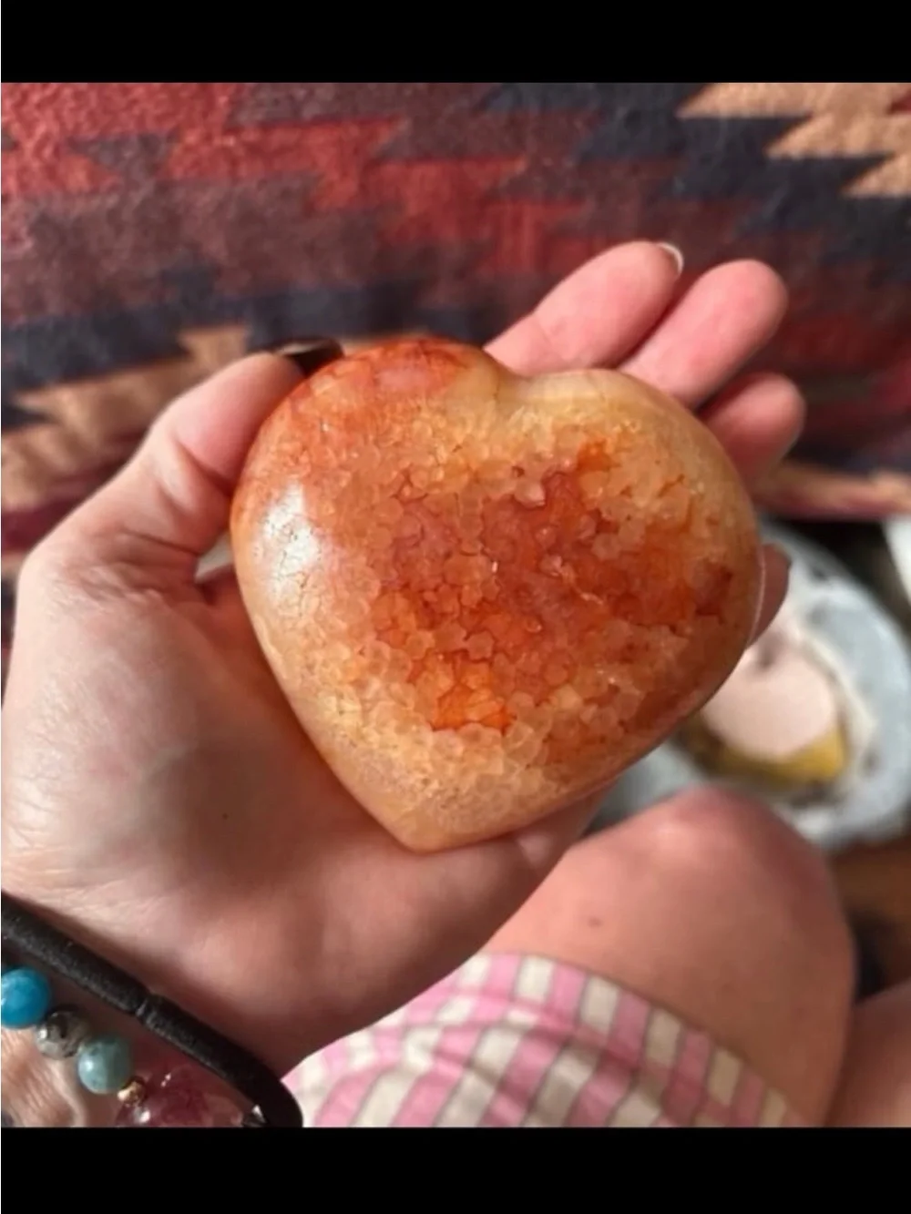 Polished Carnelian Heart Stone - Vibrant Orange Red